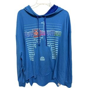 Disney World Parks Blue Plus Size 2X Light Weight Raw Hem Pullover Hoodie